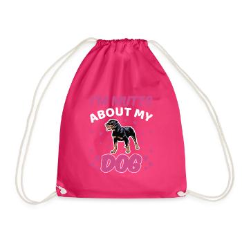 I Am Mutts About Dog Rottweiler Funny - Drawstring Bag - fuchsia - Front