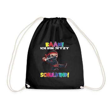 Bääm! Ich Bin Jetzt Schulkind Einschulung - Turnbeutel - Schwarz - Vorne