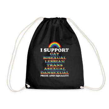 I support Gay rights - Drawstring Bag - black - Front