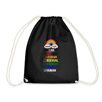 Fier pour la vie Gay Lesbienne Humaine - Sac de sport léger - noir - Devant