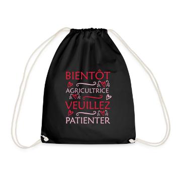 Tshirt femme Bientôt Agricultrice veuillez patient - Sac de sport léger - noir - Devant