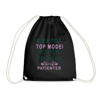 Tshirt femme Bientôt Top model veuillez patienter - Sac de sport léger - noir - Devant