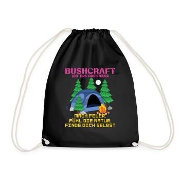 Adventure Nature Feel Camp Camper Camping - Drawstring Bag - black - Front