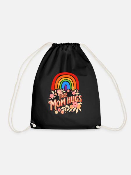 Free Mom Hugs - Drawstring Bag - black