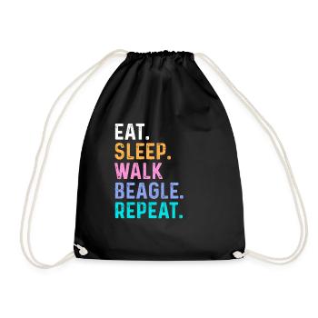 Eat Sleep Walk Beagle Repeat - Drawstring Bag - black - Front