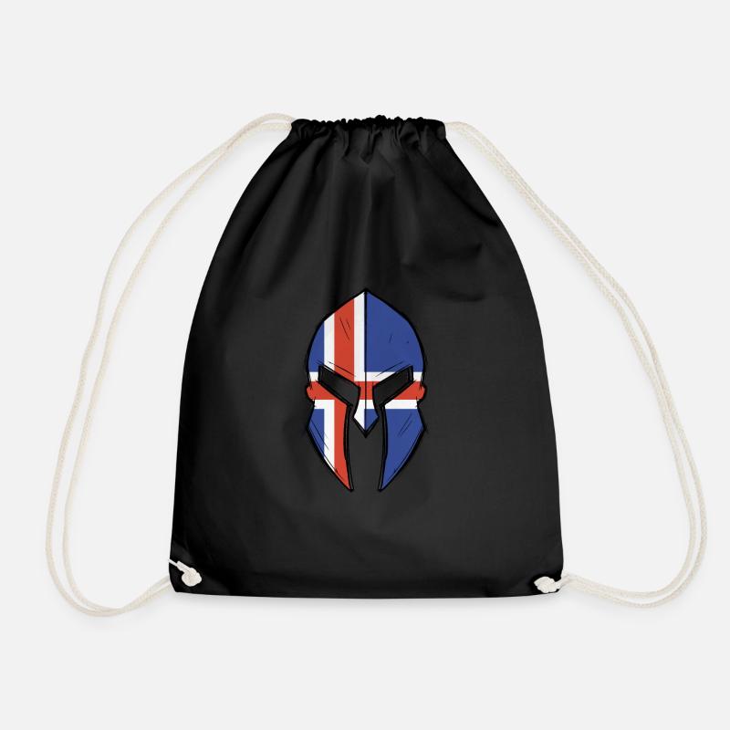 iceland flag in Spartan warrior Helmet - Drawstring Bag - black