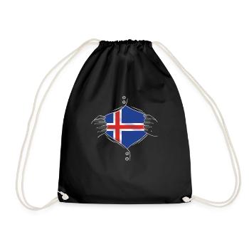 iceland flag fingerprint - Turnbeutel - Schwarz - Vorne