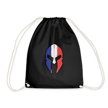 Drapeau de la France en casque de guerrier spartiate - Sac de sport léger - noir - Devant