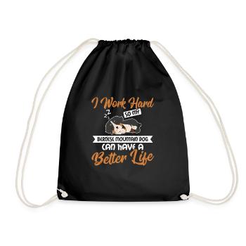I Work Hard So My Bernese Mountain Dog Funny Dog L - Turnbeutel - Schwarz - Vorne