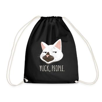 Yuck, People. Funny Cat Lovers Cat Mom Love Cats C - Drawstring Bag - black - Front