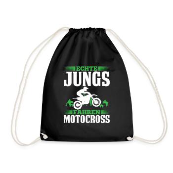 Echte Jungs Fahren Motocross Enduro MX Fahrer - Turnbeutel - Schwarz - Vorne