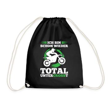 Ich Bin Schon Wieder Total Untercrosst Motocross - Turnbeutel - Schwarz - Vorne