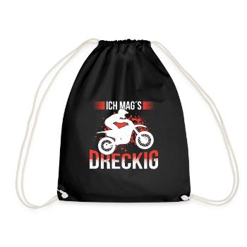 Ich Mags Dreckig Motocross Enduro FahrerIch Mags D - Turnbeutel - Schwarz - Vorne