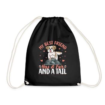 Shih Tzu Best Friend Has Fur And Tail - Drawstring Bag - black - Front