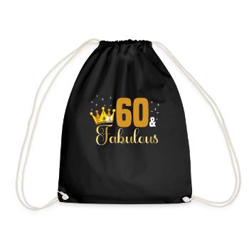 60 and Fabulous - 1962 Königin 60. Geburtstag - Turnbeutel - Schwarz - Vorne
