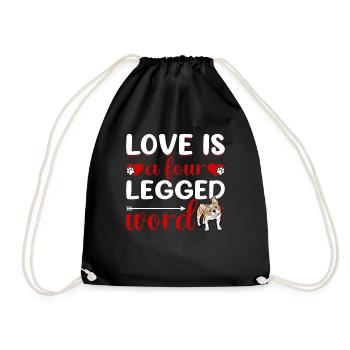 French Bulldog Love Four-Legged Word - Drawstring Bag - black - Front