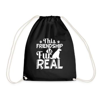Cocker Spaniel Friendship is Fur Real Fun - Drawstring Bag - black - Front