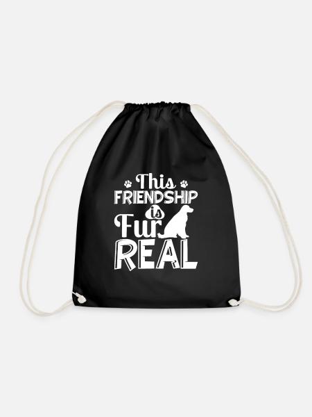 Cocker Spaniel Friendship is Fur Real Fun - Drawstring Bag - black