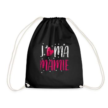 ich liebe meine Oma j aime ma mamie Geschenk - Turnbeutel - Schwarz - Vorne