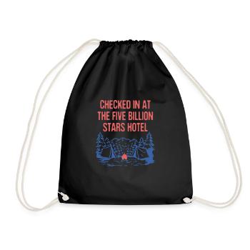 Checked at Five Billion Stars Camping Funny - Turnbeutel - Schwarz - Vorne