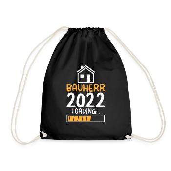 Bauherr 2022 Loading Eigenheim Richtfest Grundstei - Turnbeutel - Schwarz - Vorne