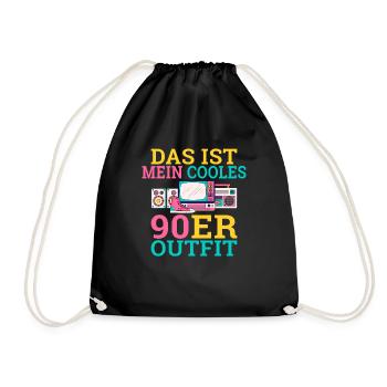 Das ist mein cooles 90er Outfit 90s geboren Neunzi - Turnbeutel - Schwarz - Vorne