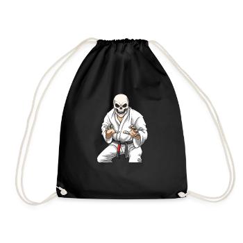 Jiu Jitsu Skelett Kämpfer - BJJ MMA und Grappling - Turnbeutel - Schwarz - Vorne