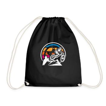 Mountain Bike Equipment Retro Vintage MTB Bike - Drawstring Bag - black - Front