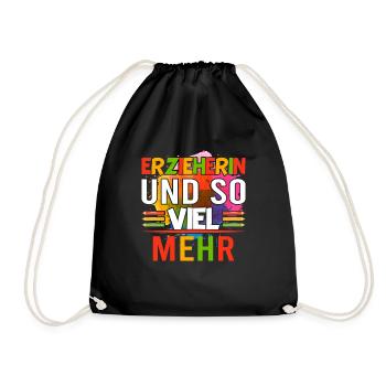 Erzieherin Kindergarten Abschiedsgeschenk - Turnbeutel - Schwarz - Vorne