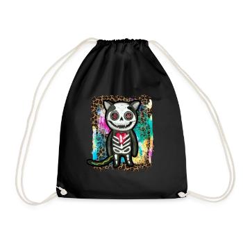 Halloween Zombie Skelett Katze Krawatte Dye - Turnbeutel - Schwarz - Vorne