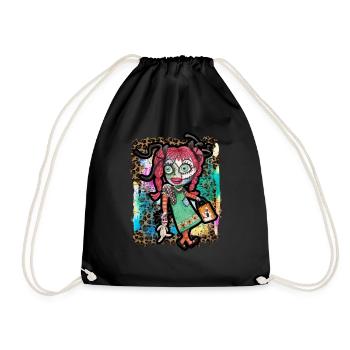 Halloween Zombie Rag Doll Tie Dye - Drawstring Bag - black - Front