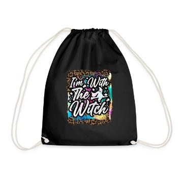 Halloween I'm with the witch Tie Dye - Drawstring Bag - black - Front
