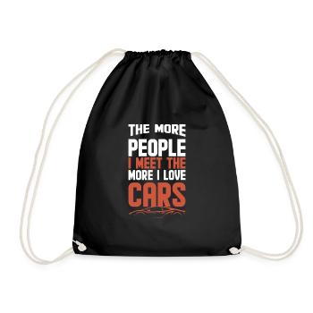 Plus je rencontre de gens, plus j’aime les voitures drôles - Sac de sport léger - noir - Devant