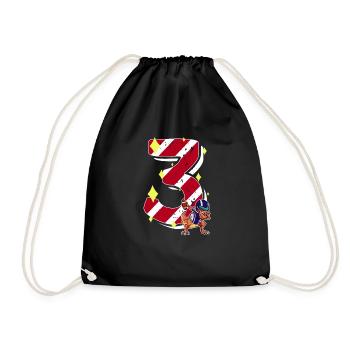 3 Years Old Dinosaur American Football 3rd B-day - Drawstring Bag - black - Front