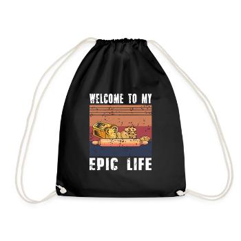 Retro Vintage Welcome To My Epic Life Baker Tea - Drawstring Bag - black - Front