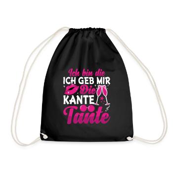 Ich bin die Kante Tante Party Feiern Geschenk - Turnbeutel - Schwarz - Vorne