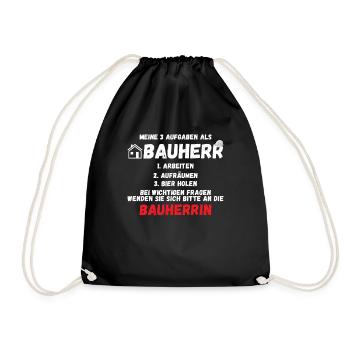 Meine Aufgaben als Bauherr - Turnbeutel - Schwarz - Vorne