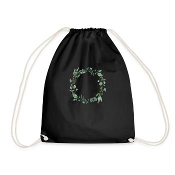Eucalyptus Flower Wreath I Team Bridal Wedding Boho - Drawstring Bag - black - Front