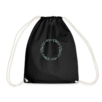 Eucalyptus Flower Wreath I Team Bridal Wedding Boho - Drawstring Bag - black - Front