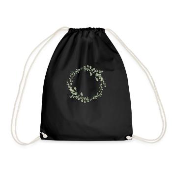 Eucalyptus Flower Wreath I Team Bridal Wedding Boho - Drawstring Bag - black - Front
