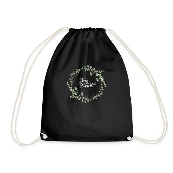 Team Braut I Blumenkranz Hochzeit Boho Stil - Turnbeutel - Schwarz - Vorne