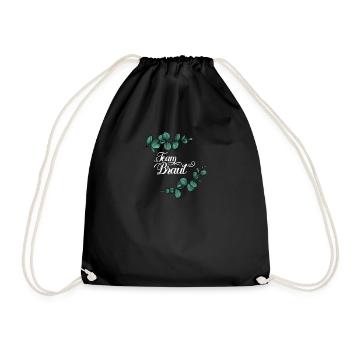 Team Braut I Blumenkranz Hochzeit Boho Stil - Turnbeutel - Schwarz - Vorne