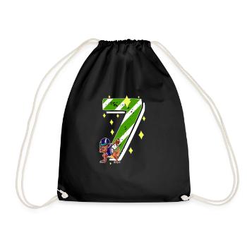 7 Years Old Dino American Football 7th Birthday - Drawstring Bag - black - Front
