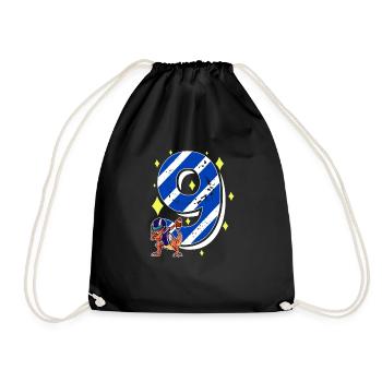 9 Years Old Dino American Football 9th Birthday - Drawstring Bag - black - Front
