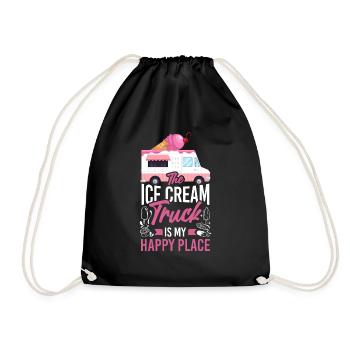 Cornet de crème glacée Le camion de crème glacée - Sac de sport léger - noir - Devant