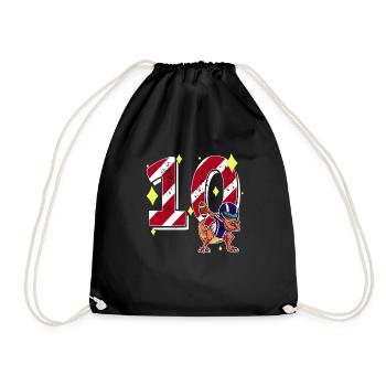 10 Years Old Dinosaur American Football 10th B-day - Drawstring Bag - black - Front