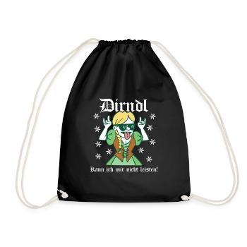 Dirndl kann ich mir nicht leisten Dirndl Ersatz - Turnbeutel - Schwarz - Vorne