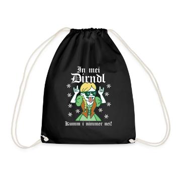 In mei Dirndl kumm i nimmer nei Dirndl Ersatz - Turnbeutel - Schwarz - Vorne