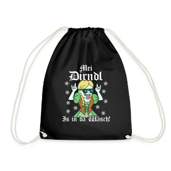 Mei Dirndl is in da Wäsch Dirndl Ersatz - Turnbeutel - Schwarz - Vorne