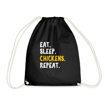 Eat Sleep Chickens Repeat Funny Chicken Lover Chic - Drawstring Bag - black - Front